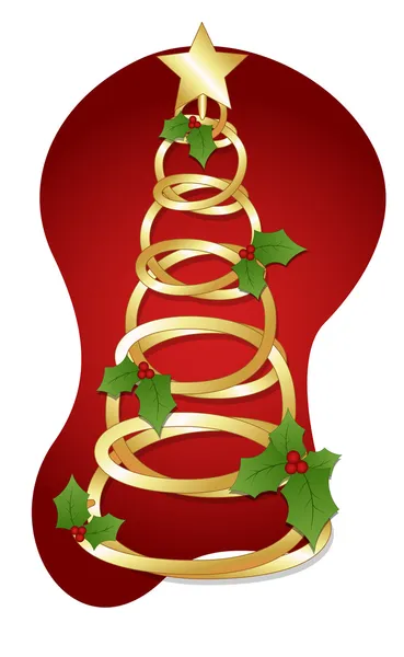 Árbol espiral dorado - Ilustración vectorial de Navidad — Archivo Imágenes Vectoriales