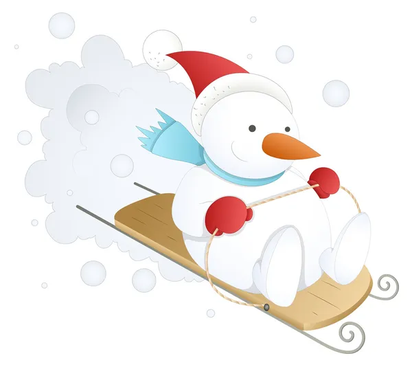 Funny and Cute Snowman - Christmas Vector Illustration — Stock Vector