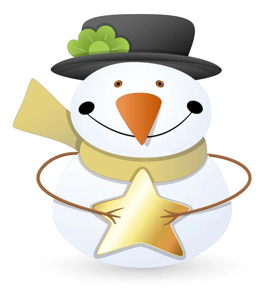 Snowman - Christmas Vector Illustration — Stock Vector