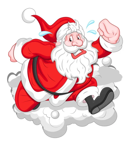 Cartoon Funny Santa - Christmas Vector Illustration — Stock Vector