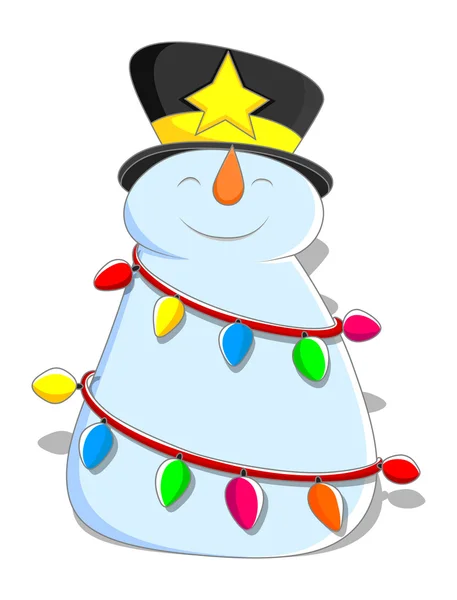 Cute Snowman - Christmas Vector Illustration — Stock Vector