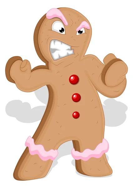 Kızgın gingerbread man - Noel vektör çizim — Stok Vektör