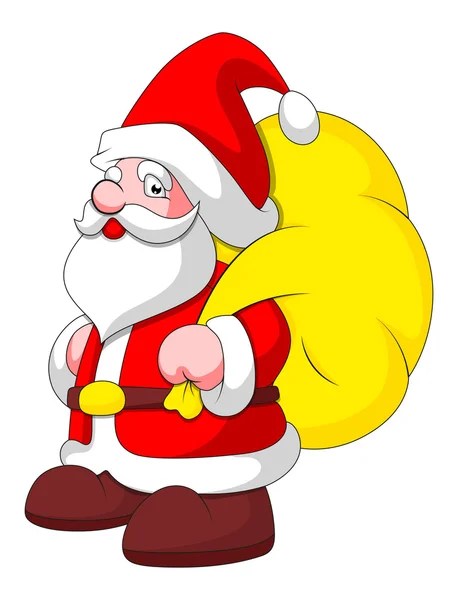 Cartoon Santa with Bag - Christmas Vector Illustration — Stock Vector