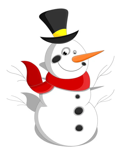 Muñeco de nieve de dibujos animados - Ilustración de vectores de Navidad — Vector de stock