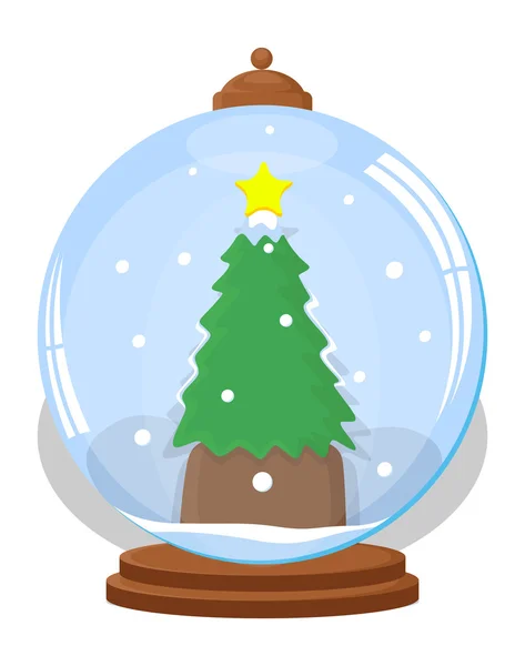 Weihnachtsbaum in Eiskugel - Weihnachtsvektorillustration — Stockvektor