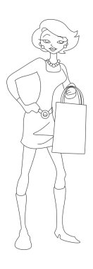 moda kız sketch vektör
