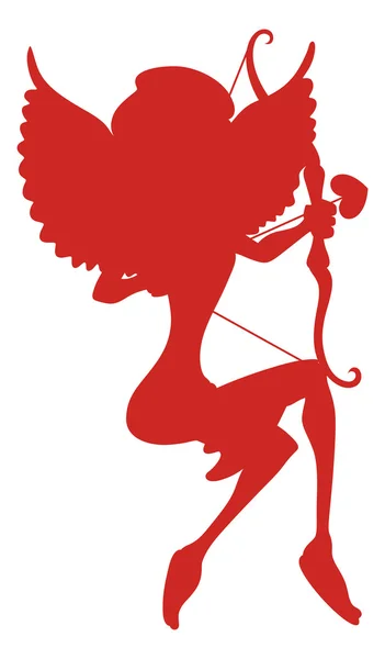 Cupid Girl Silhouette — Stock Vector