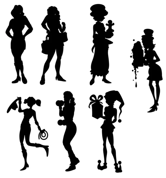 Fashion Women Silhouettes Collection — Stock Vector