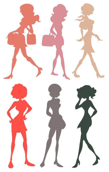 Teenage Girls Silhouettes — Stock Vector