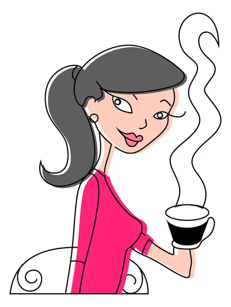 Girl with Coffee Vector — Stock Vector