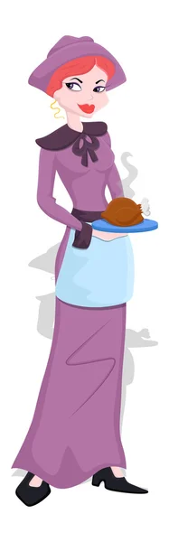 Waitress Vector — Stock Vector