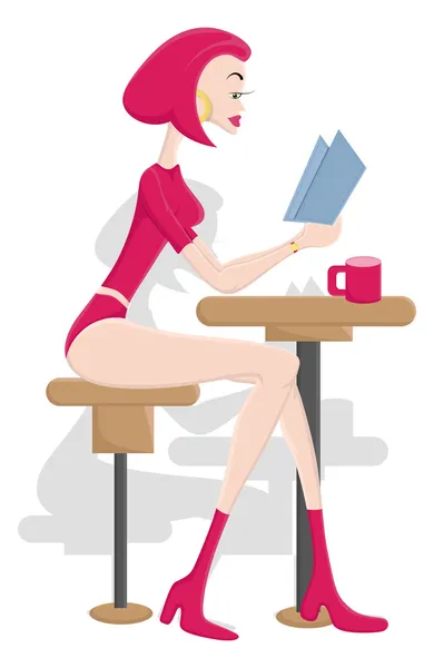 Sexy Girl Reading Book Vector — Stock Vector