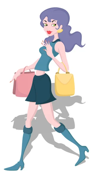 Fashionable Shopping Girl Vector — Stock Vector