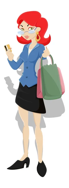 Mujer de compras con tarjeta de crédito Vector — Archivo Imágenes Vectoriales