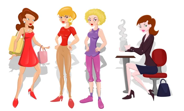 Young Fashion Girls Vector — Stock Vector