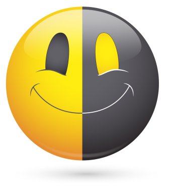 Smiley vektör çizim - yarı siyah