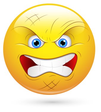Smiley vektör çizim - kızgın gülen yüz