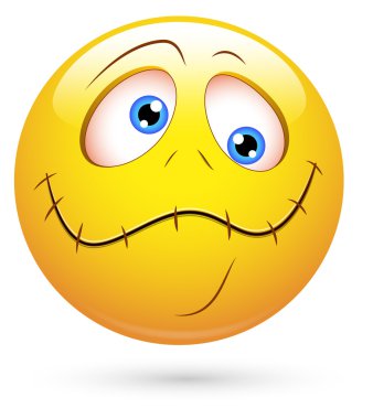 smiley vektör çizim - mühürlü dudakları yüz