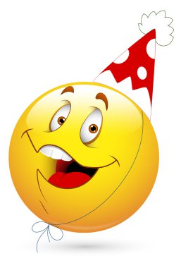 Smiley vektör çizim - parti kutlama yüz