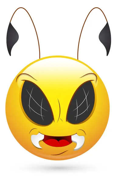 スマイリー ベクトル イラスト - 邪悪な蜂の顔 — ストックベクタ