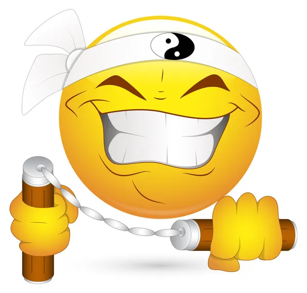 Smiley Vector Illustration - Japanese Nunchak Ninja Royalty Free Stock Illustrations