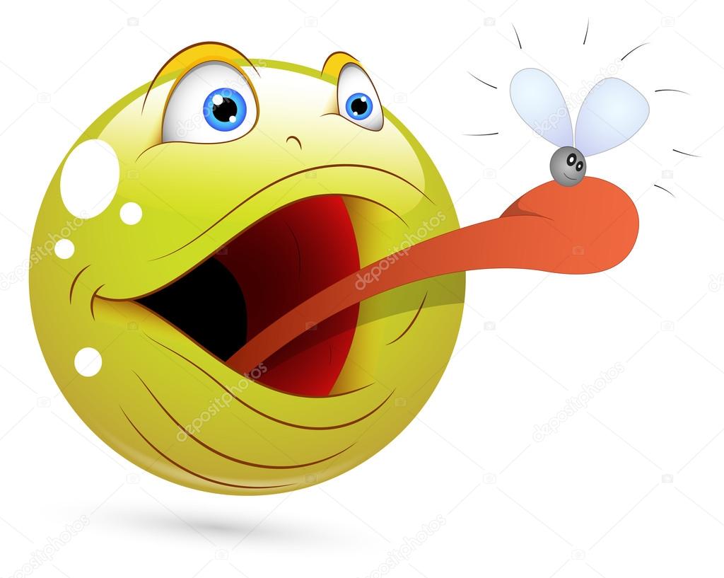 Smiley Vector Illustration - Frog Catching Fly Face