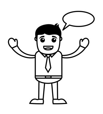 konuşan office vektör karikatür karakter çizimi - konuşma balonu