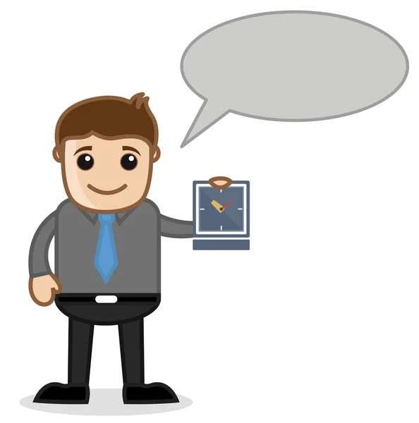 Illustration vectorielle de personnages de dessins animés de bureau et d'affaires - Affichage du moment avec bulle vocale — Image vectorielle