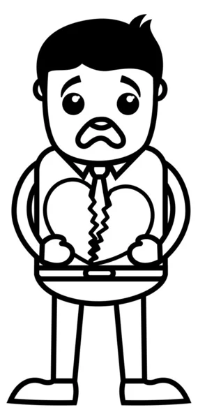 Broken Heart - Office and Business Cartoon Character Vector Illustration Concept — Stock Vector