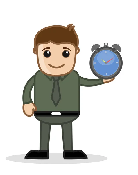 Time Concept - Illustrazione vettoriale del personaggio dei cartoni animati per ufficio e affari — Vettoriale Stock