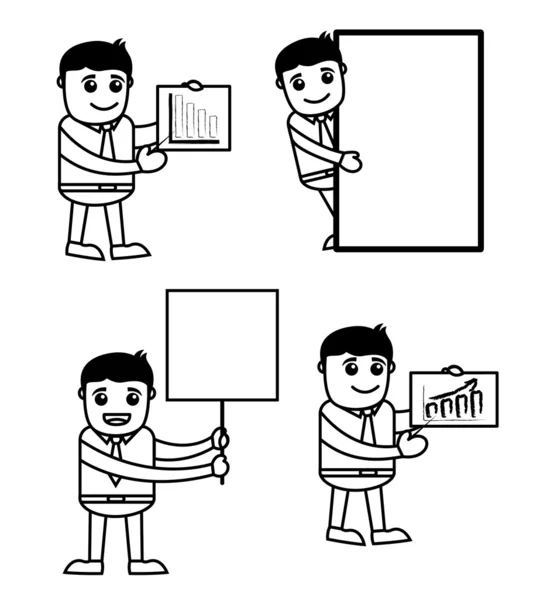 Büro Vektor Zeichentrickfigur Illustration - verschiedene Posen — Stockvektor