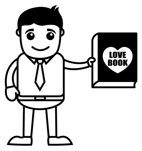 Love Book - Concetto di illustrazione vettoriale del personaggio dei cartoni animati per ufficio e affari — Vettoriale Stock