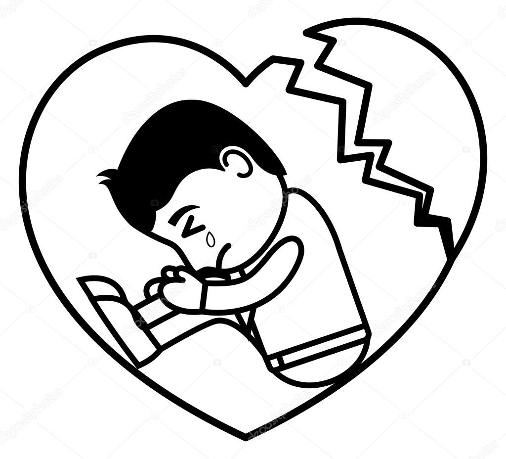 Cartoon alone girl holds broken heart white Vector Image