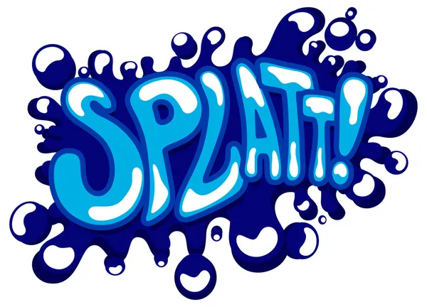 Splatt - komische vloeibaar water splash expressie vector tekst — Stockvector