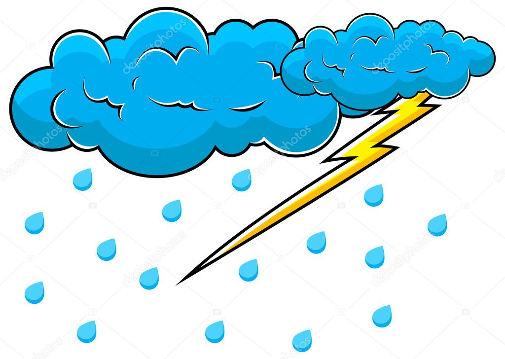 Comic Clouds with Thunder Vector