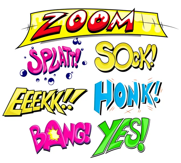 Comic Expression Vector Text Set — Stock Vector