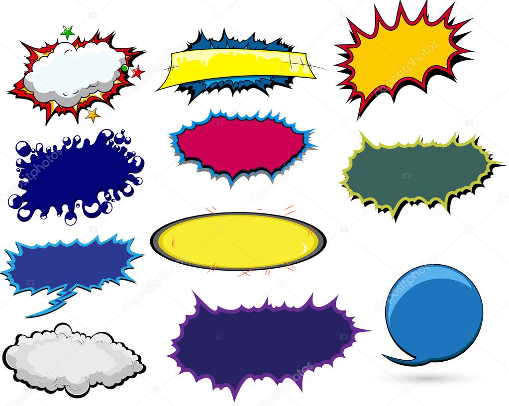 Comic Text Backgrounds and Explosions Clouds Vector Banner