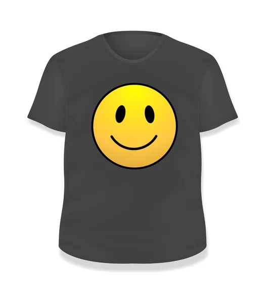 Smiley zwart t-shirt ontwerpsjabloon vector illustratie — Stockvector