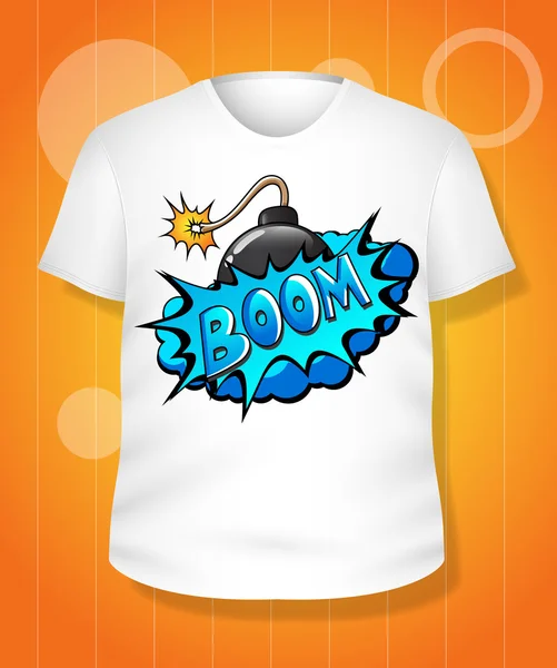 Grappige witte t-shirt vector illustratie ontwerpsjabloon — Stockvector