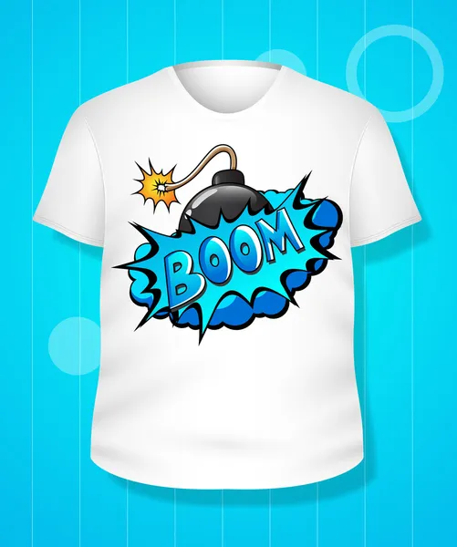Grappige komische wit t-shirt vector illustratie ontwerpsjabloon — Stockvector