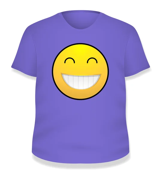 Mor smiley beyaz t-shirt tasarım vektör çizim şablonu — Stok Vektör