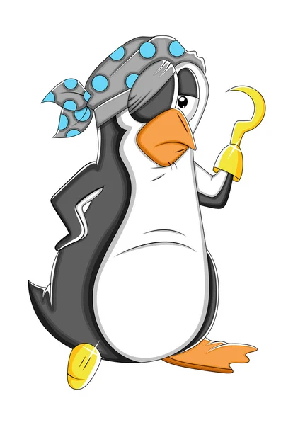 Pirat tecknad pingvin vektor illustration — Stock vektor