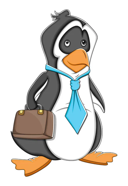 Office cartoon pinguïn vectorillustratie — Stockvector