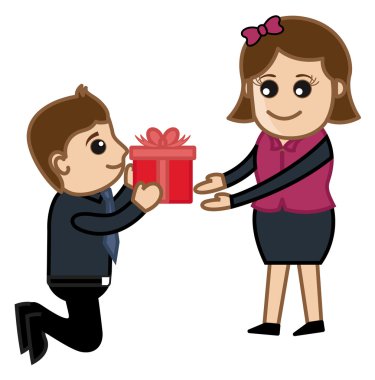 presentatie van een doos van de gift aan meisje vector