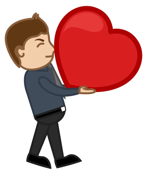 Concepto de amor - Corazón pesado - Hombre personaje de dibujos animados — Vector de stock