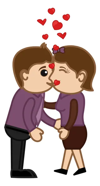 Kissing Man and Woman - Cartoon Characters — Stock Vector