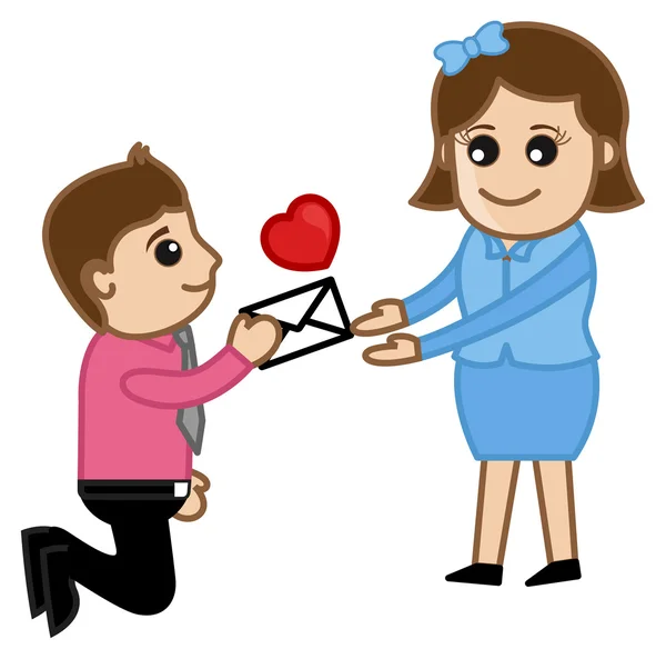 Proposing a Girl with a Love Letter — Stock Vector