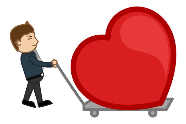 Dragging a Heart in a Trolley — Stock Vector