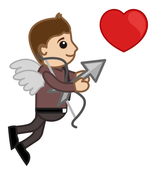 Cupid Office Man Cartoon — Stock Vector