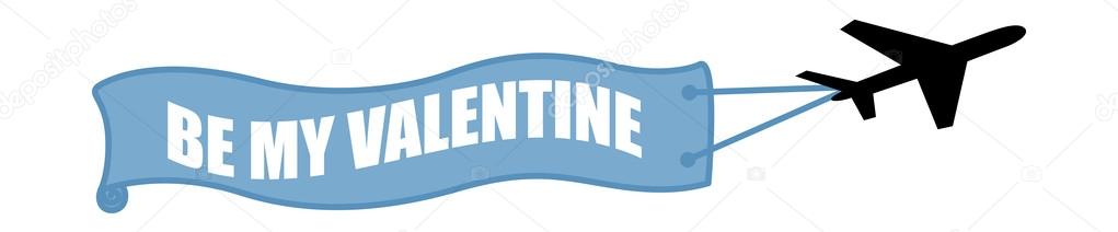 Be My Valentine Plane Banner Vector Illustration